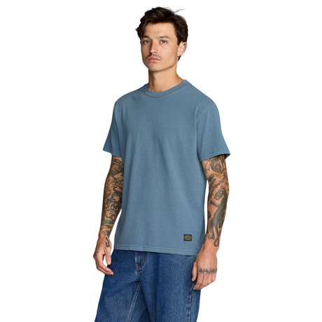 RVCA RVCA Men's Midweight Label Short Sleeve - Vintage Navy Vintage Navy M Mens Button Up Short Sleeve Shirts
