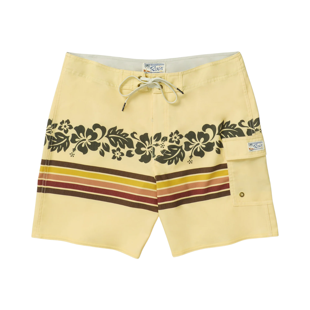 RVCA RVCA Men's Exotica Trunk 17" - Butter Butter 30 Mens Elastic Swim Trunks