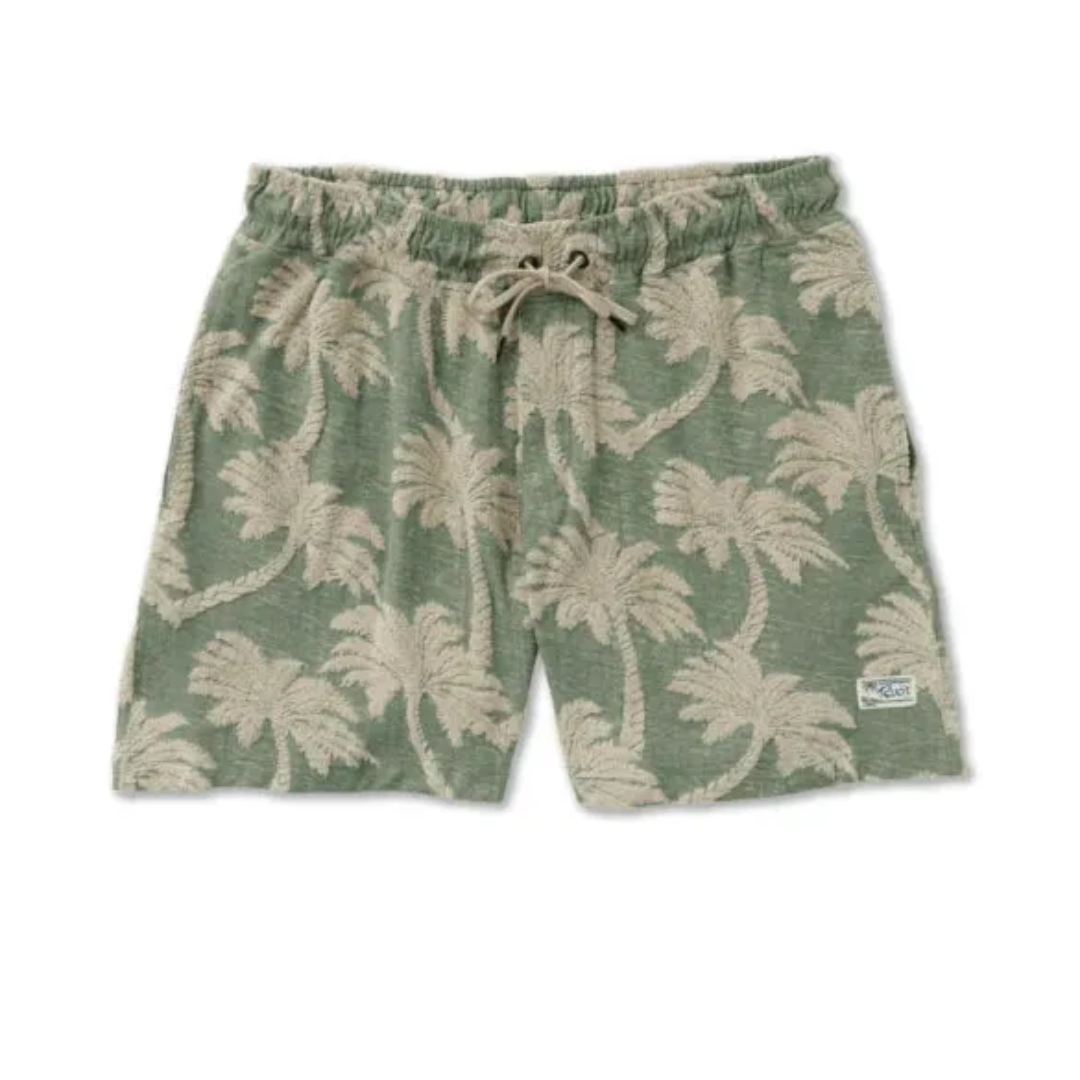 RVCA RVCA Men's Palms Down Exotica Elastic 17" - Jade Jade S Mens Elastic Swim Trunks
