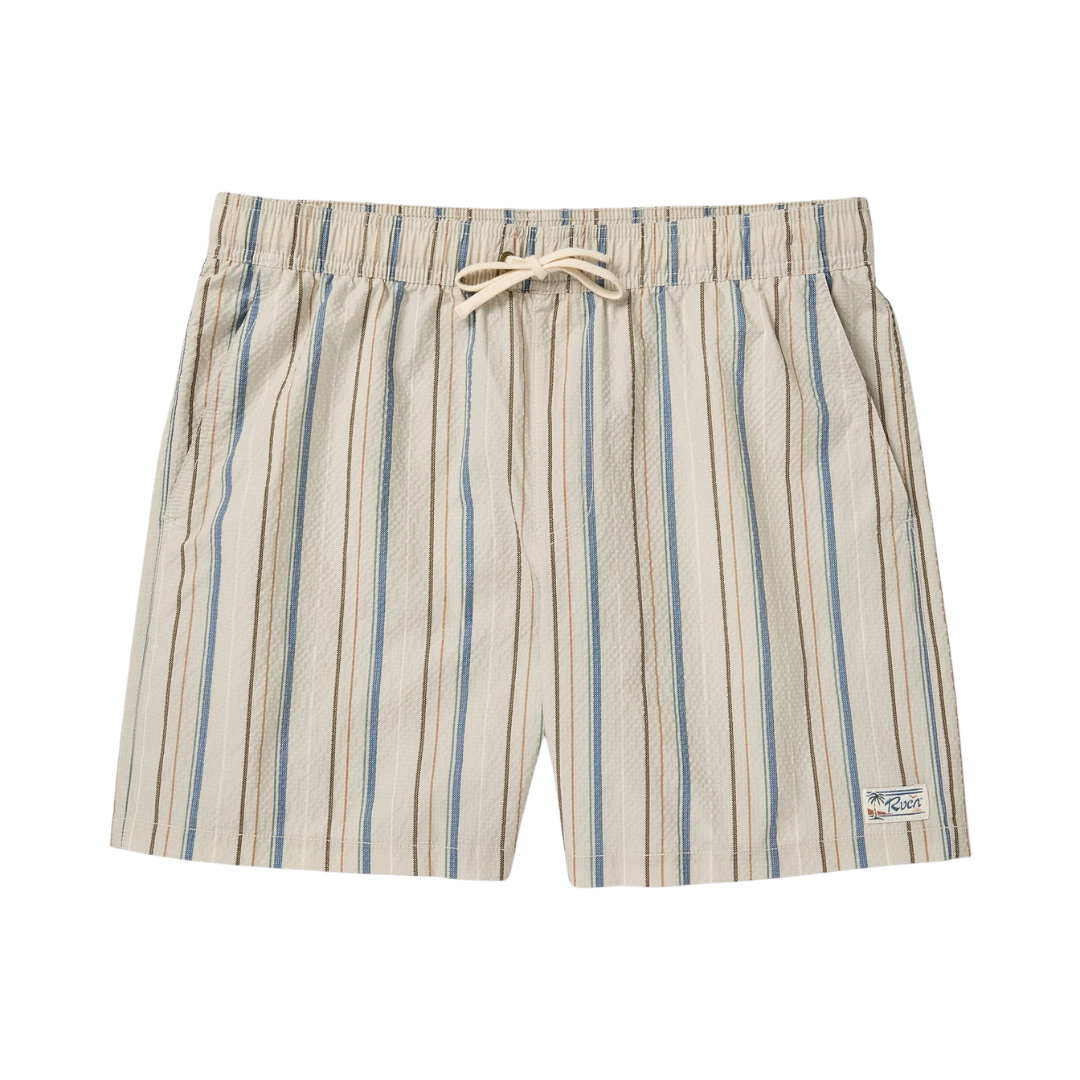 RVCA RVCA Men's Exotica Seersucker Elastic 17" - Light Khaki Light Khaki S Mens Elastic Swim Trunks