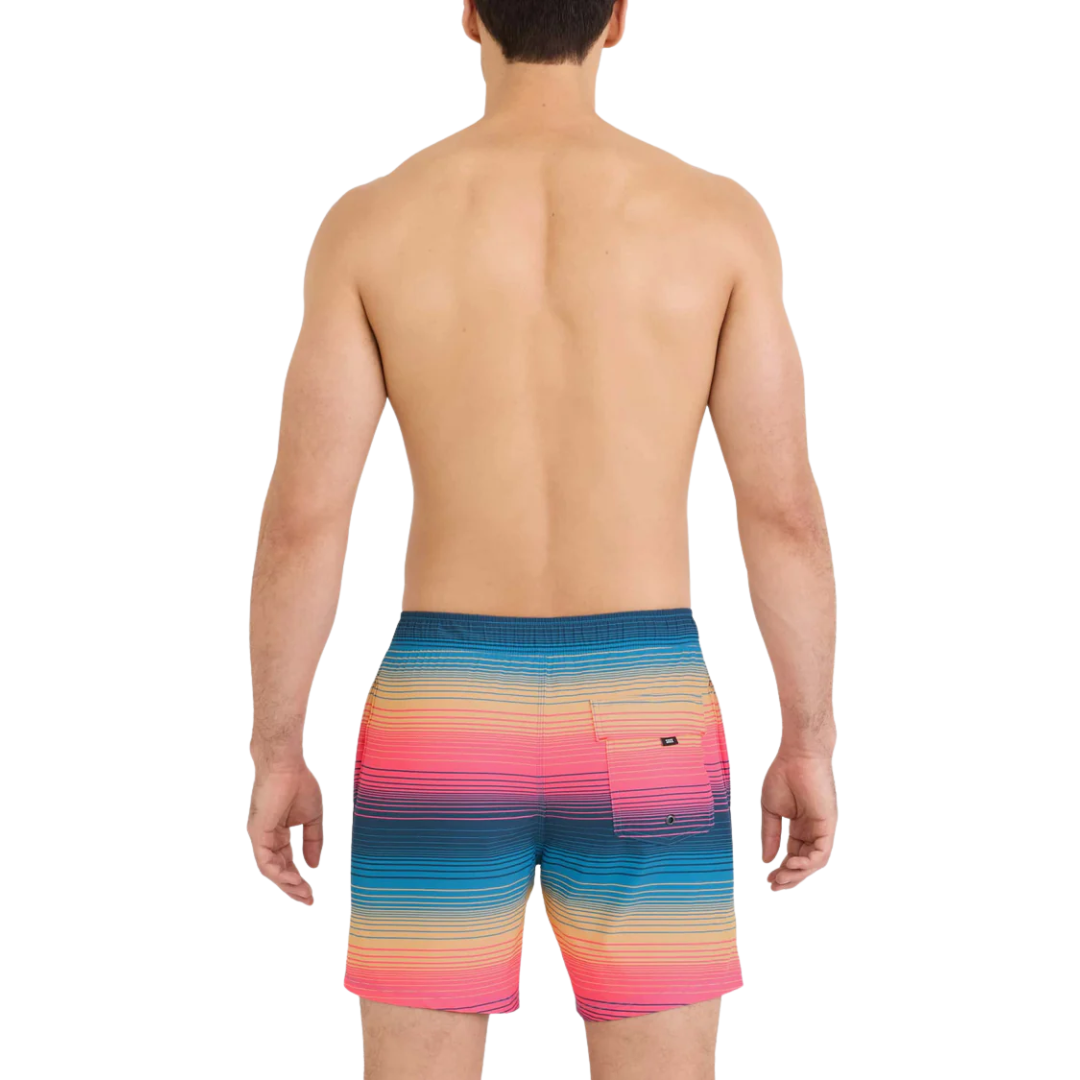 Saxx Saxx Men's Oh Buoy 2N1 Volley 7" - Hazy Stripe-Sunset Hazy Stripe-Sunset M Mens Boxer Brief Underwear