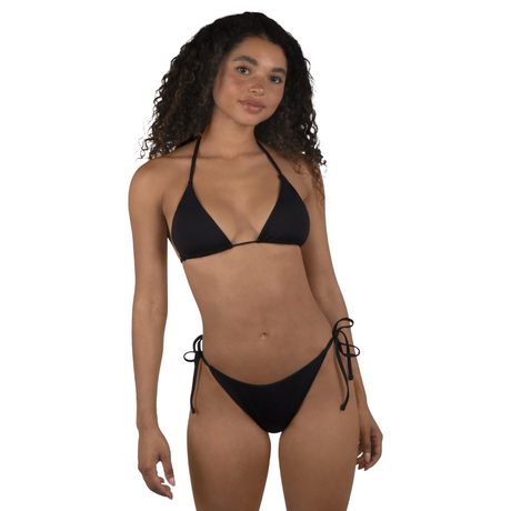 Hurley Hurley Women's Solid Cheeky Tie Side Bottoms - Black Black S Womens Bikini Bottoms