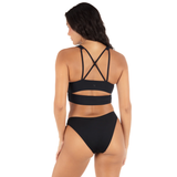 Hurley Hurley Women's Max Solid Mid Rise Cheeky Bottom - Black Black S Womens Bikini Bottoms