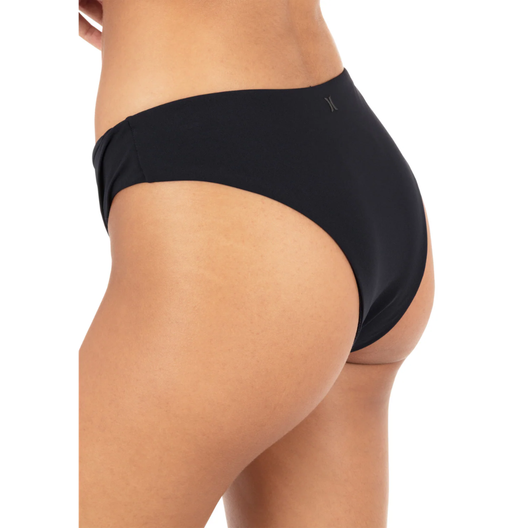 Hurley Hurley Women's Max Solid Mid Rise Cheeky Bottom - Black Black S Womens Bikini Bottoms