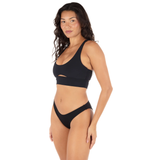 Hurley Hurley Women's Max Solid Mid Rise Cheeky Bottom - Black Black S Womens Bikini Bottoms