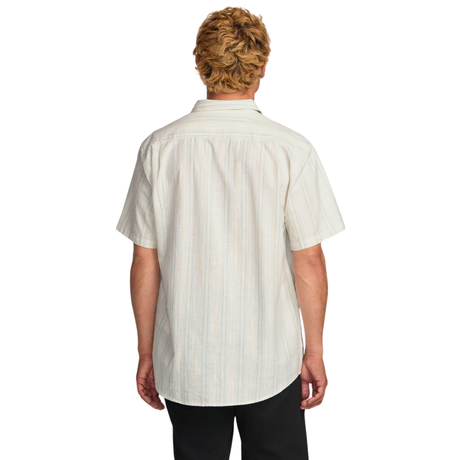 Billabong Billabong Men's All Day Stripe SS Off White S Mens Button Up Short Sleeve Shirts