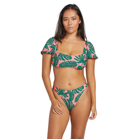 Volcom Volcom Women's Leaf Ur Life Knotted Crop Top Emerald Green S Womens Bikini Tops