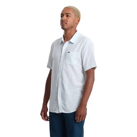 Volcom Volcom Men's Bankstone II Short Sleeve Button Up Light Blue Acid S Mens Button Up Short Sleeve Shirts