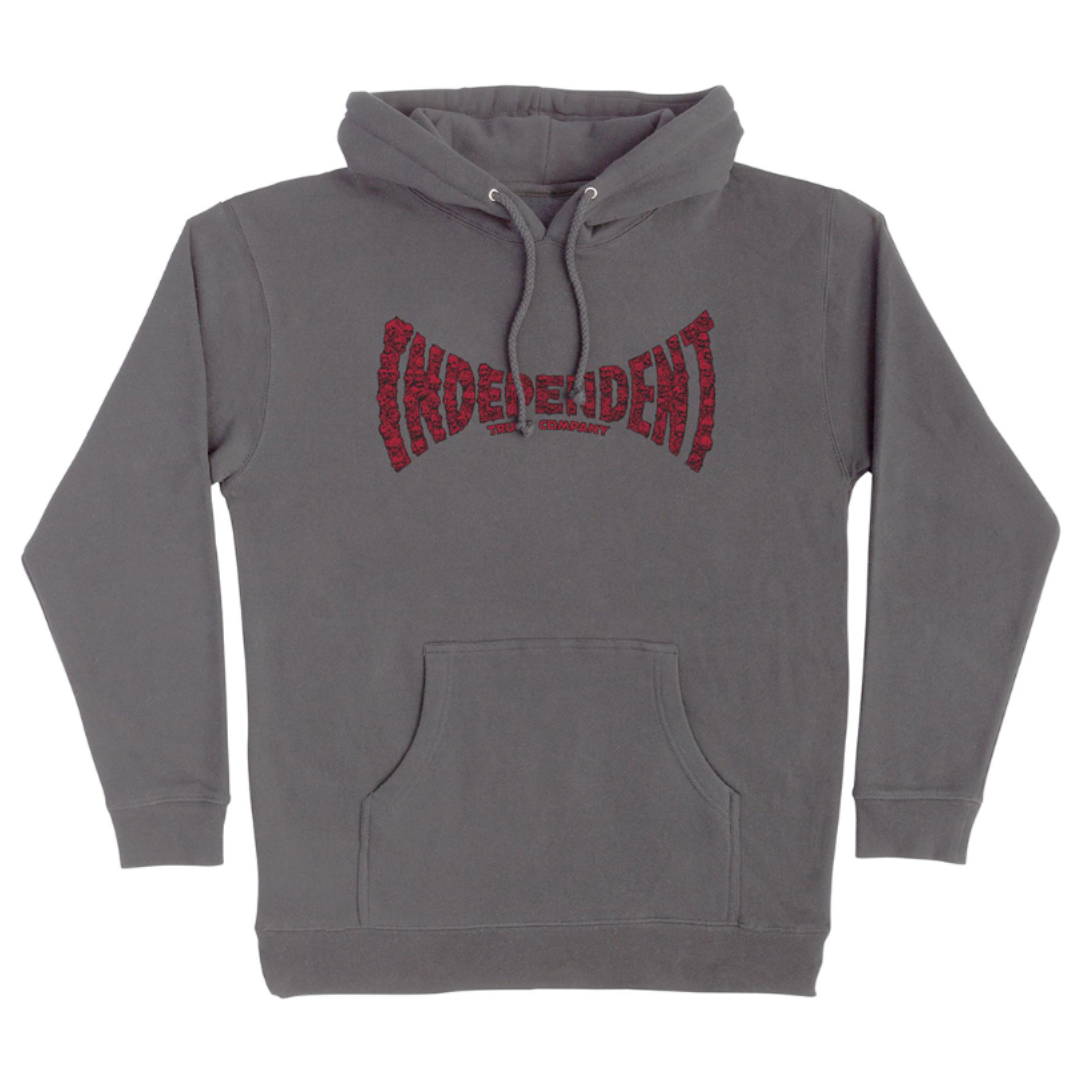 Independent Indy Hood Skull Span Hoodie Charcoal S Mens Pullover Hoodies