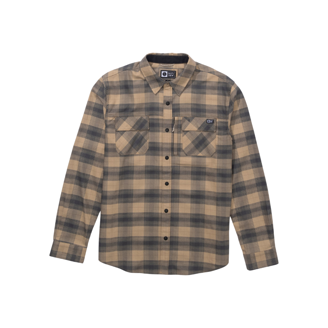 Salty Crew Salty Crew Men's Fathom LS Flannel Khaki M Mens Button Up Long Sleeve Shirts