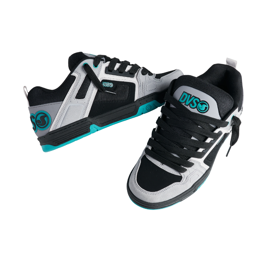 DVS DVS Men's Comanche Skate Shoes - Grey Black Teal Suede Grey Black Teal Suede 10 Mens Skate Shoes 6 to 18