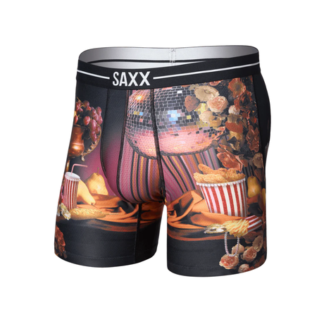 Saxx Saxx Men's Volt Breathable Mesh Boxer Brief - Disco Fries-Maroon Disco Fries-Maroon M Mens Boxer Brief Underwear