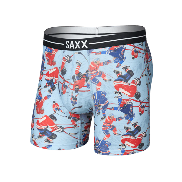 Saxx Saxx Men's Volt Breathable Mesh Boxer Brief - Hockey Brawl-Blue Hockey Brawl-Blue M Mens Boxer Brief Underwear