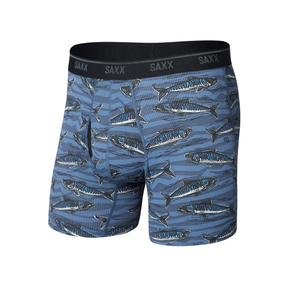Saxx Saxx Men's Quest Quick-Dry Mesh Boxer Brief Fly - Holy Mackrel-Washed Indigo Holy Mackrel-Washed Indigo M Mens Boxer Brief Underwear