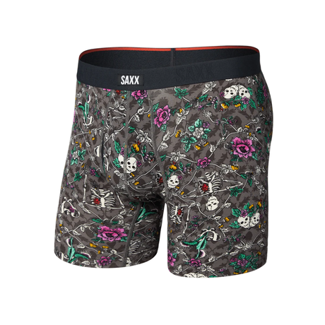 Saxx Saxx Men's Vibe Xtra Soft Comfort Boxer Brief Fly - Lovely Bones-Dark Grey Lovely Bones-Dark Grey M Mens Boxer Brief Underwear