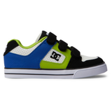 DC DC Youth Pure V Shoes - Black/Blue/Green Black/Blue/Green 3 Youth Boys Skate Shoes 5T to 13T and 1 to 7 US Size
