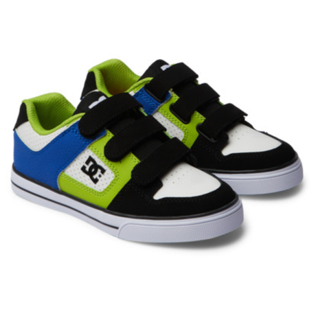 DC DC Youth Pure V Shoes - Black/Blue/Green Black/Blue/Green 3 Youth Boys Skate Shoes 5T to 13T and 1 to 7 US Size