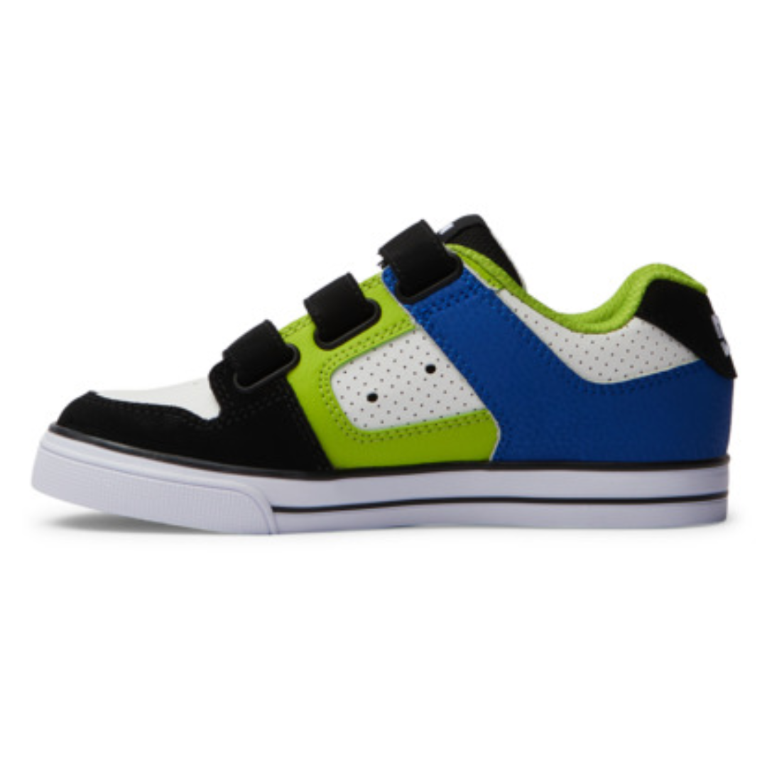 DC DC Youth Pure V Shoes - Black/Blue/Green Black/Blue/Green 3 Youth Boys Skate Shoes 5T to 13T and 1 to 7 US Size