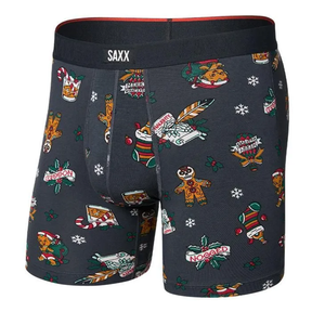 Saxx Saxx Men's Vibe Xtra Soft Comfort Boxer Brief Fly - Holiday Flash-Ebony Holiday Flash-Ebony M Mens Boxer Brief Underwear