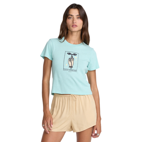 RVCA RVCA Women's Keep Growing 411 Tee - Aqua Haze Aqua Haze S Womens T-Shirts