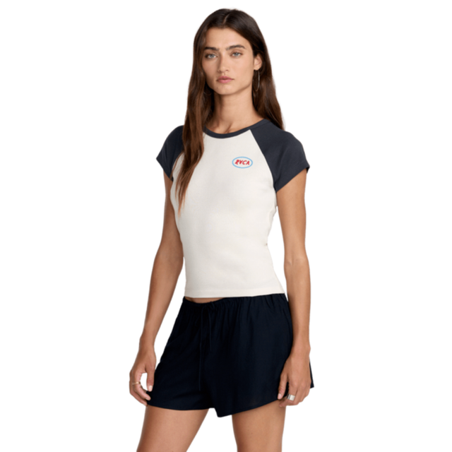 RVCA RVCA Women's Workshop SS Raglan - Washed Black Washed Black S Womens T-Shirts