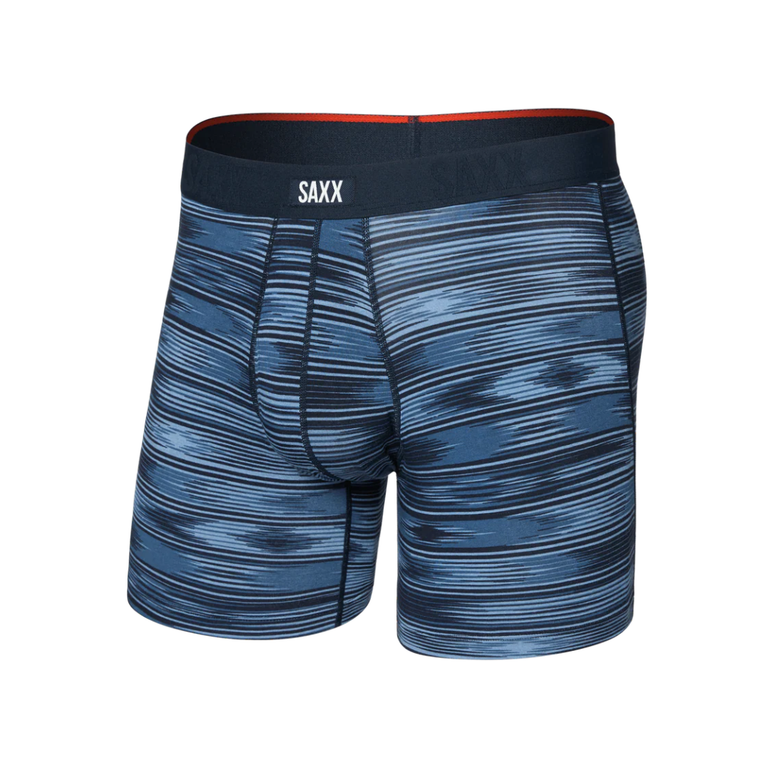 Saxx Men's Vibe XTRA Boxer Brief Fly - IKAT STRIPE-DARK DENIM