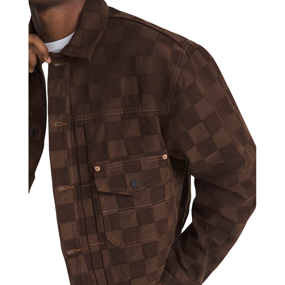 Vans Vans Men's Check-5 Checkboard Denim Trucker - Demitasse Demitasse M Mens Street Jackets