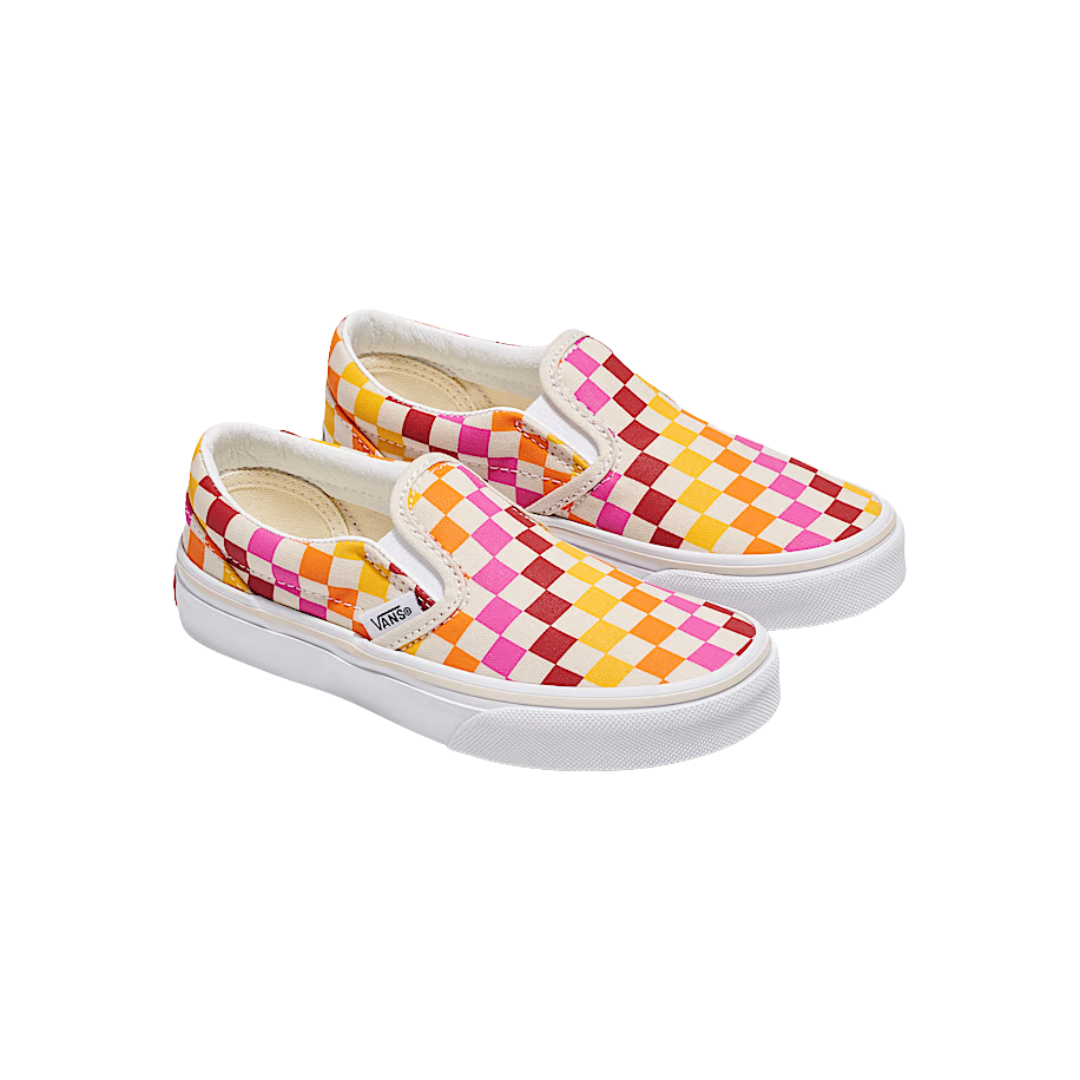Vans Kids Classic Slip On Shoes - Retro Rainbow Checkerboard