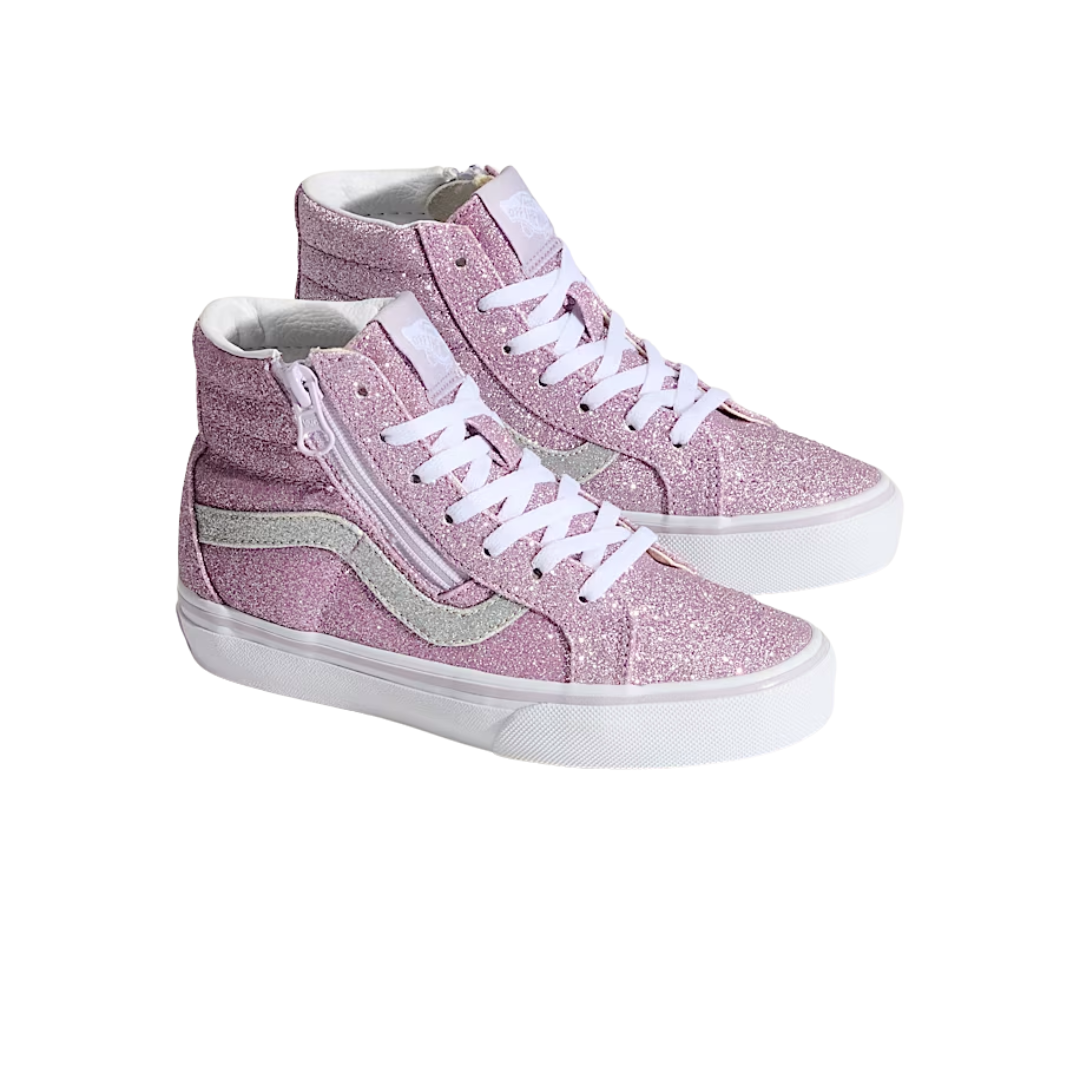 Vans Kids Sk8-Hi Reissue Side Zip Shoes - Glitter Lilac Mist