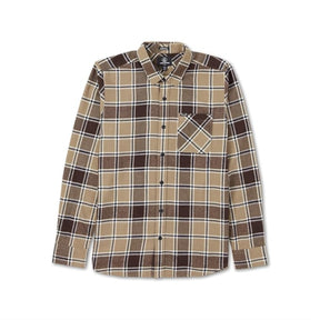 Volcom Volcom Men's Caden Plaid Long Sleeve - Khaki Khaki M Mens Flannel Long Sleeve Shirts