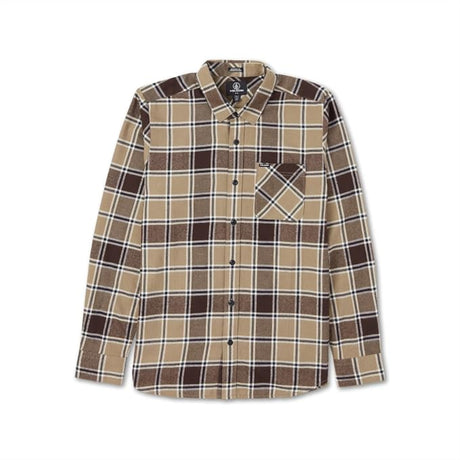 Volcom Volcom Men's Caden Plaid Long Sleeve - Khaki Khaki M Mens Flannel Long Sleeve Shirts