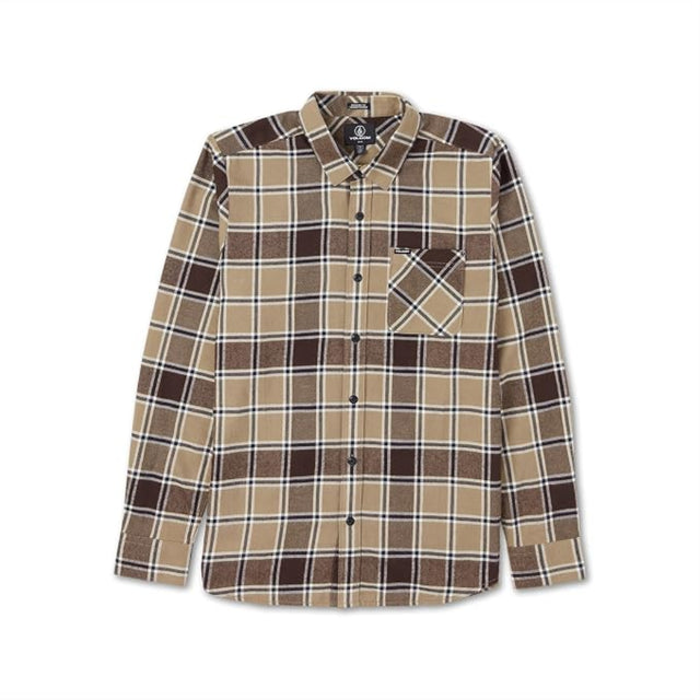 Volcom Volcom Men's Caden Plaid Long Sleeve - Khaki Khaki M Mens Flannel Long Sleeve Shirts