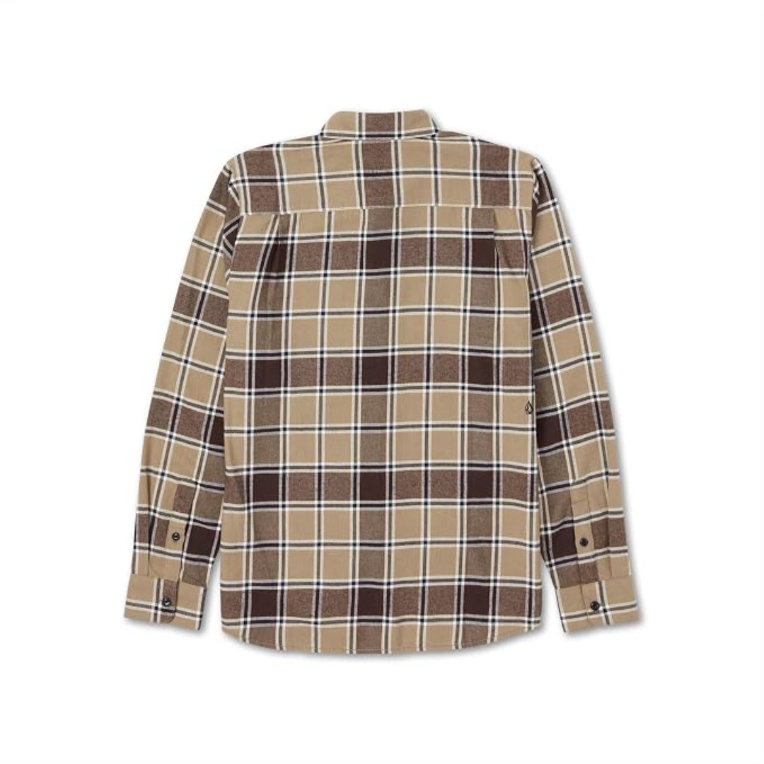 Volcom Volcom Men's Caden Plaid Long Sleeve - Khaki Khaki M Mens Flannel Long Sleeve Shirts