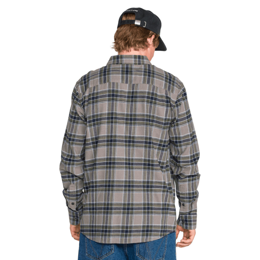 Volcom Volcom Men's Caden Plaid Long Sleeve - Pewter Pewter M Mens Flannel Long Sleeve Shirts