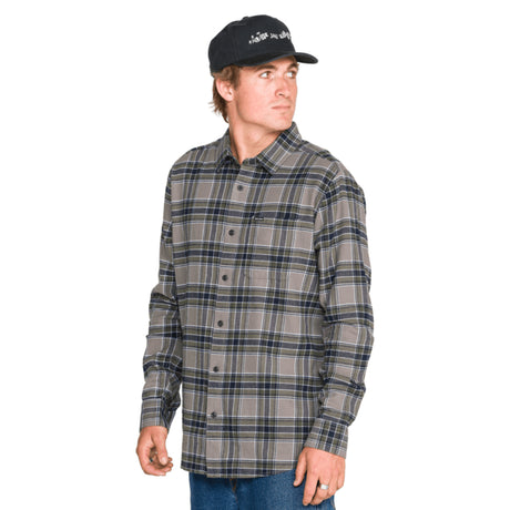 Volcom Volcom Men's Caden Plaid Long Sleeve - Pewter Pewter M Mens Flannel Long Sleeve Shirts