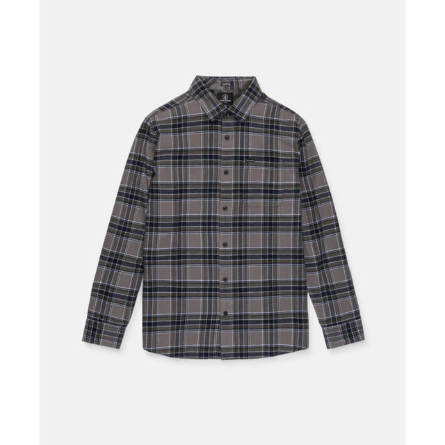 Volcom Volcom Men's Caden Plaid Long Sleeve - Pewter Pewter M Mens Flannel Long Sleeve Shirts