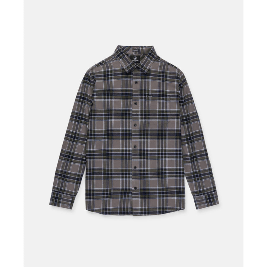 Volcom Volcom Men's Caden Plaid Long Sleeve - Pewter Pewter M Mens Flannel Long Sleeve Shirts