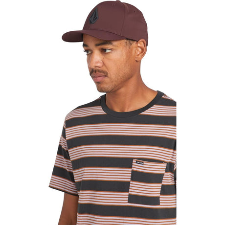 Volcom Volcom Men's Stone Tech Flexfit Delta Hat - Burgundy Burgundy S/M Mens Hats Flat Brim