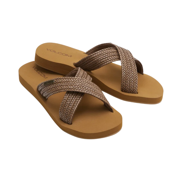Volcom Volcom Women's Volcom Double Cross Sandal - Dark Brown Dark Brown 5 Womens Slip on Sandals 5 to 11