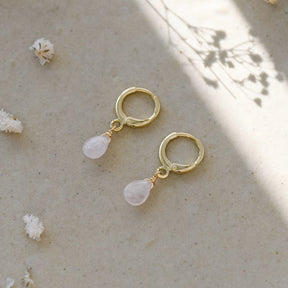Glee Jewelry Glee Zia Hoops silver/rose quartz OS Jewelry