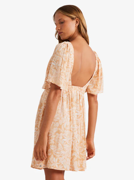 Roxy Roxy Women's Golden Dawn Dress Egret Soft Tropics XS Womens Short Dresses