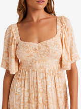 Roxy Roxy Women's Golden Dawn Dress Egret Soft Tropics XS Womens Short Dresses