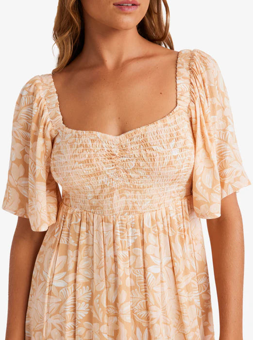 Roxy Roxy Women's Golden Dawn Dress Egret Soft Tropics XS Womens Short Dresses
