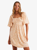 Roxy Roxy Women's Golden Dawn Dress Egret Soft Tropics XS Womens Short Dresses