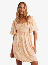 Roxy Roxy Women's Golden Dawn Dress Egret Soft Tropics XS Womens Short Dresses