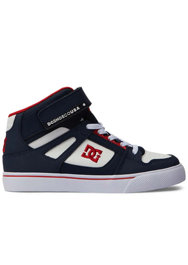 DC Pure Boys High Tops Shoes -DC Navy/Athletic Red