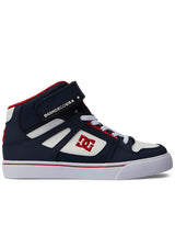 DC Pure Boys High Tops Shoes -DC Navy/Athletic Red