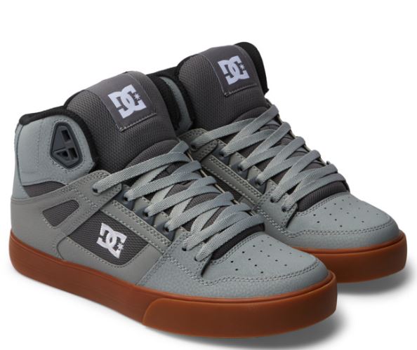 DC Men's Pure High-Top WC Shoes - Grey/White/Grey