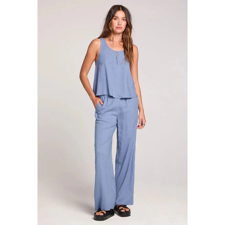 Saltwater Luxe Saltwater Luxe Women's Woven A-Line Tank - Worn Blue Worn Blue S Womens Tank Tops