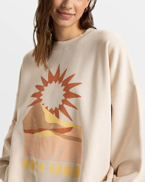 Roxy Roxy Women's Lineup Oversized Crew B Parchment XS Womens Pull Over Hoodies